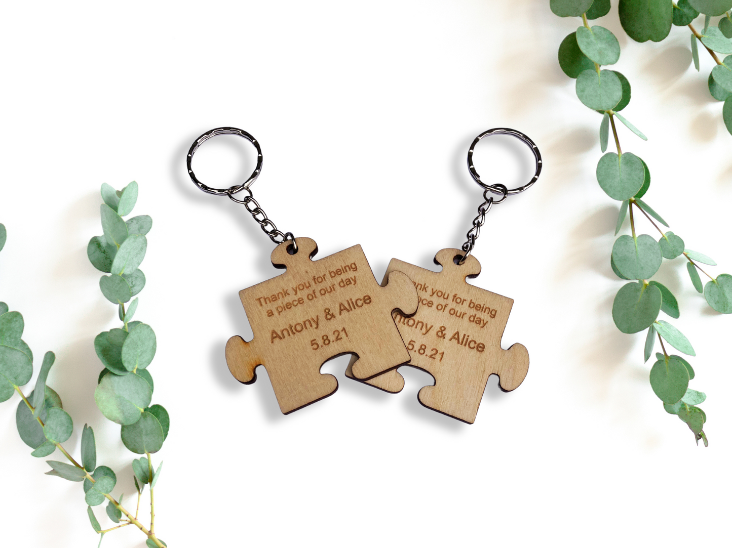 Wooden Puzzle Piece wedding favour.