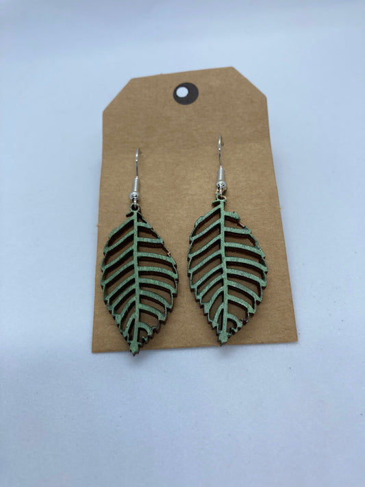 Green Leaf Earrings.